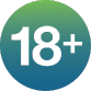 An icon of the number 18 with a plus sign by it depicted in front of a green gradient background