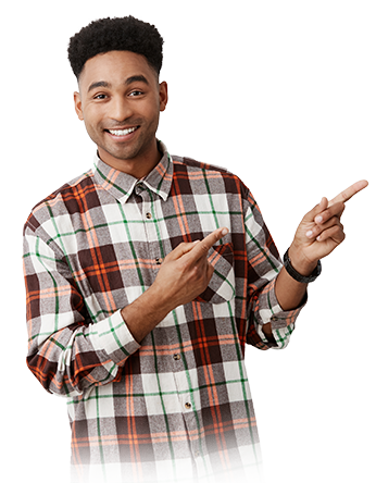 Image of man pointing to apply now button