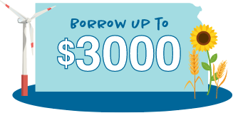 Borrow up to $3000 in a shape of Kansas