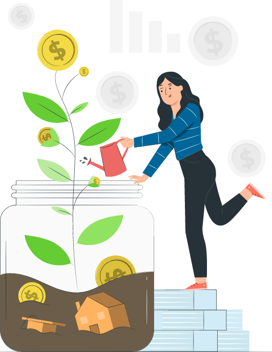 woman watering money tree