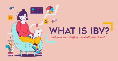 illustration of woman doing research in a jar with text that reads "what is ibv and how does it affect my short-term loan?"