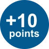 +10 points icon in a blue circle