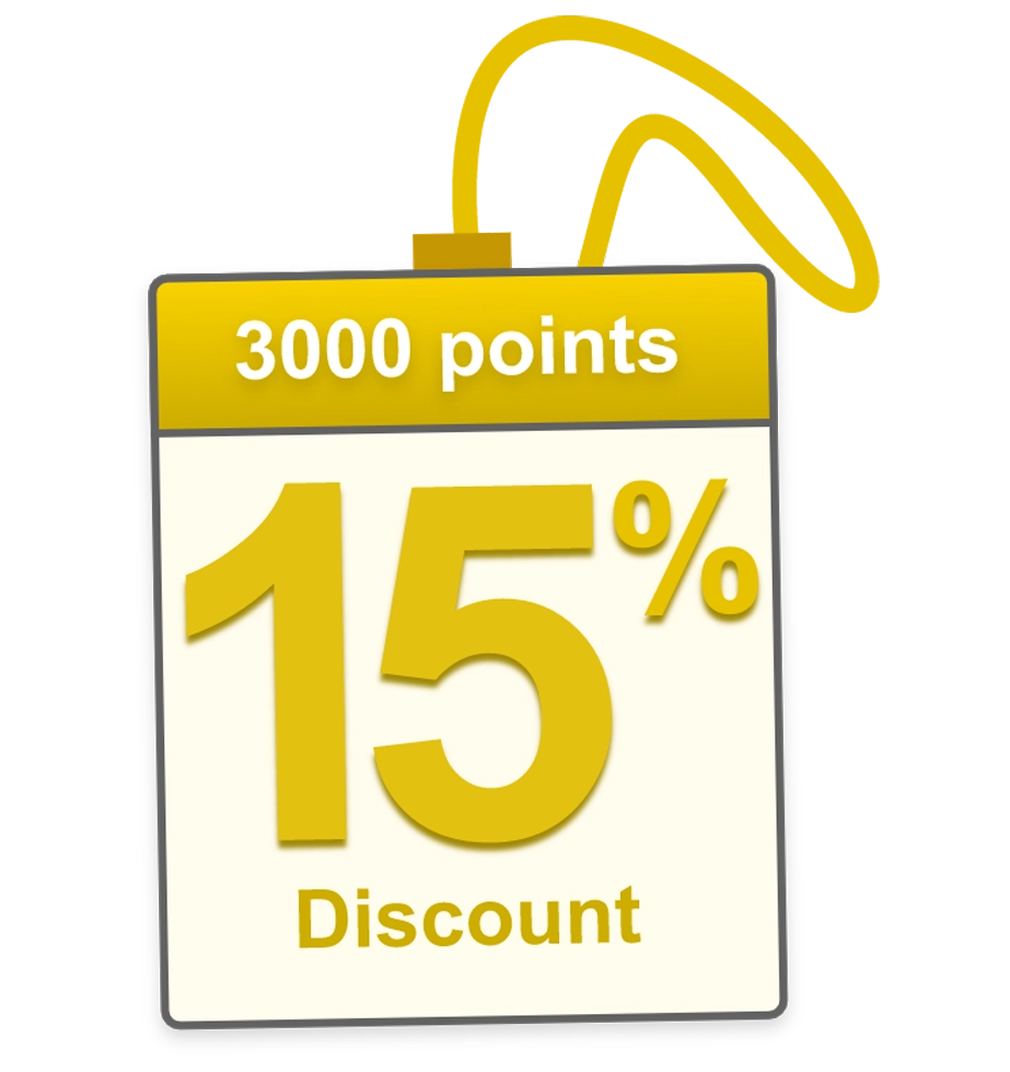 3000 points for 15% discount gold badge