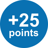 +25 points icon in a blue circle