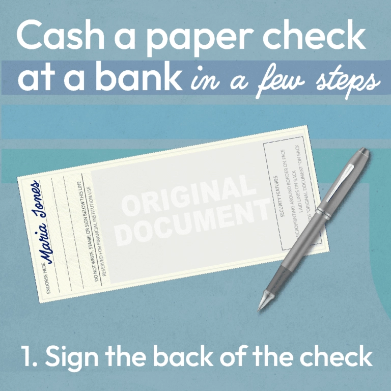 How to cash a check: step 1 - sign the back of the check