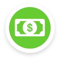 green icon of a dollar bill