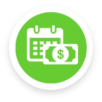 a grpahic of a dollar bill in front of a paper calender