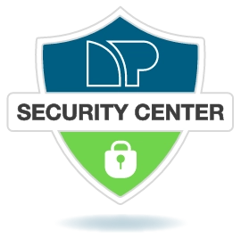 blue and green security center crest