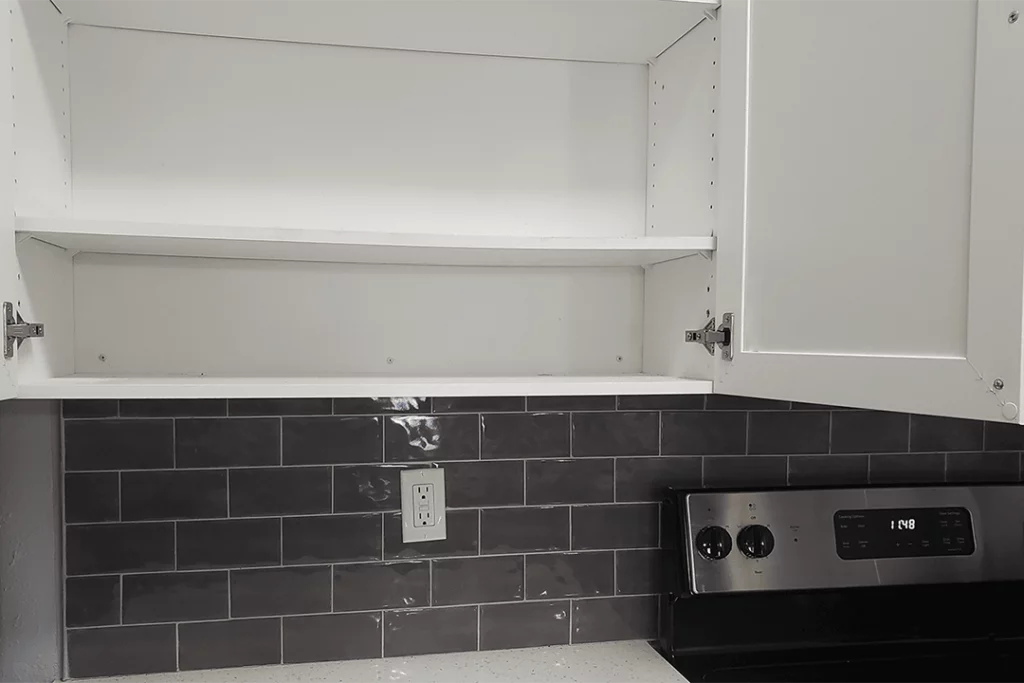 Bare kitchen shelves