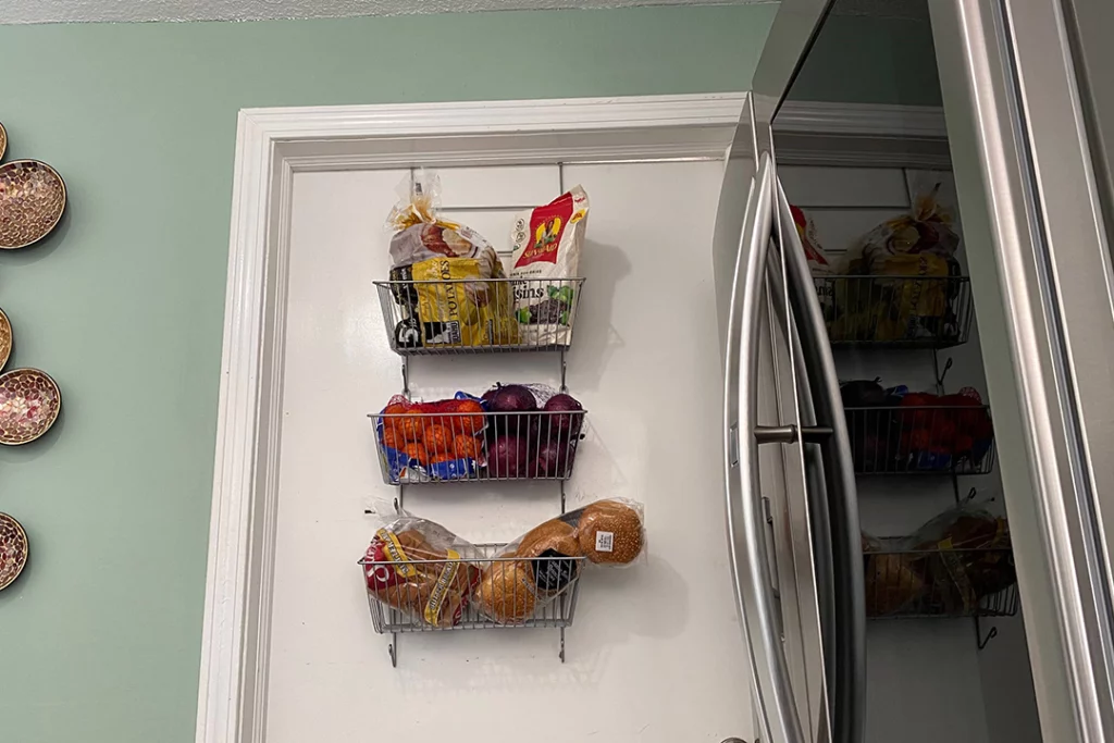 Over the door organizer with full of snacks