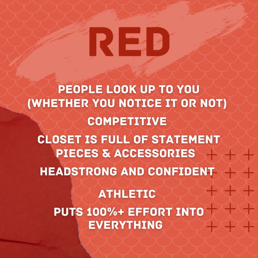 TLDR version of the red description that highlights the key takeaways from what people that like red have in common.