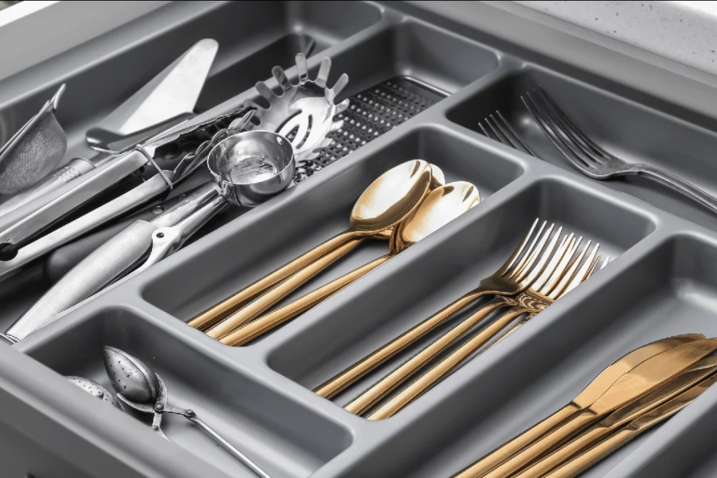 Organized drawer with utensil divider