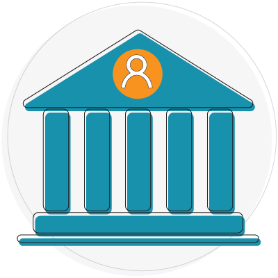 Column building with a person icon on the top