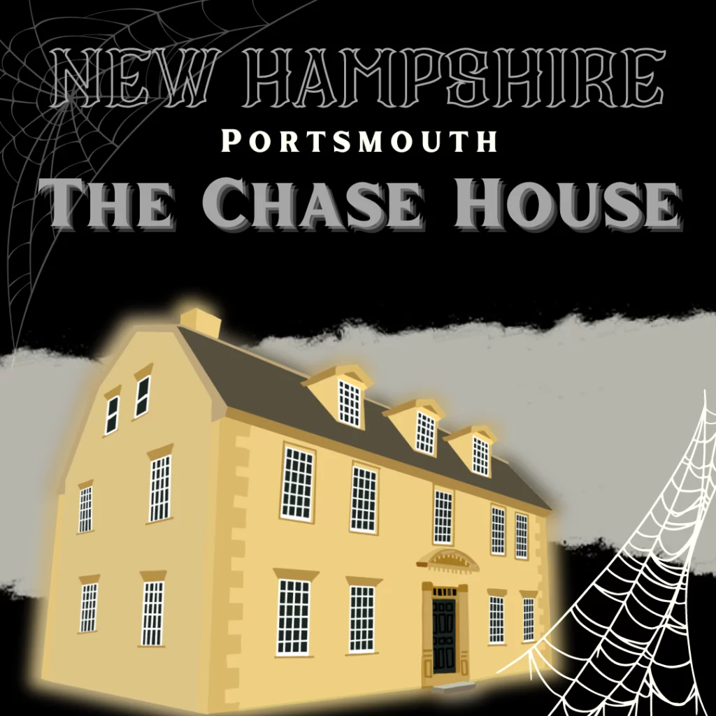 A large yellow house. It’s a drawing of The Chase House, the most haunted place in New Hampshire.