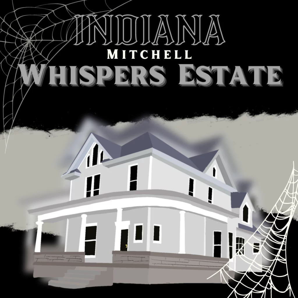 A large white house. It’s a drawing of Whispers Estate, the most haunted place in Indiana.