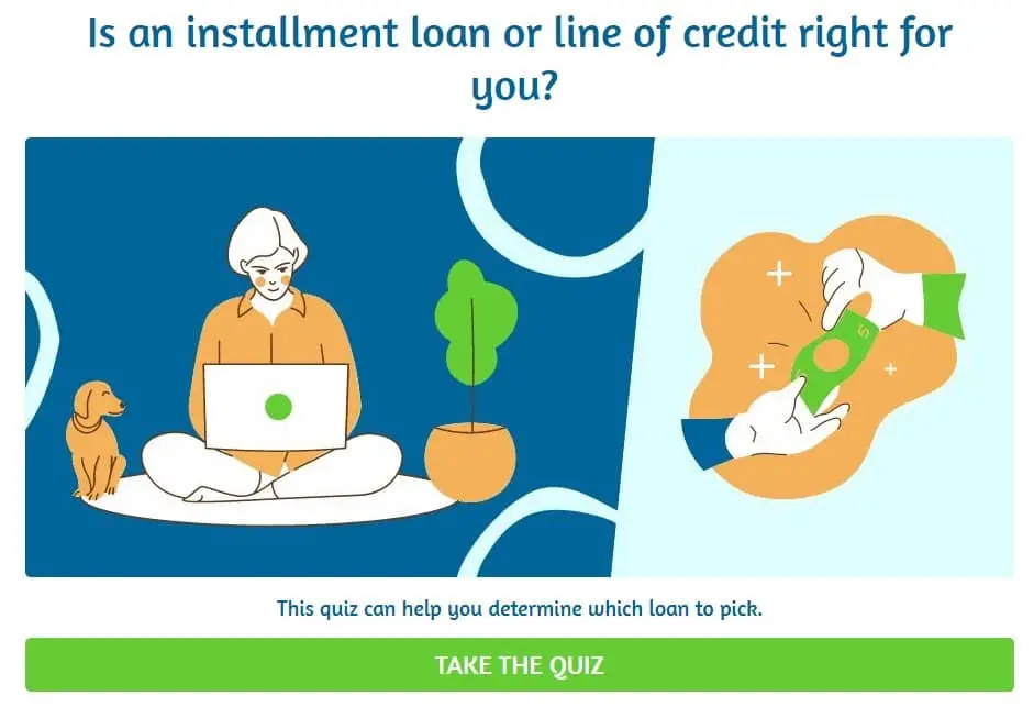 Screengrab of quiz to "Is an installment loan or line of credit right for you?"