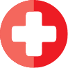 Medical red cross plus sign.