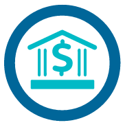 Bank structure with a dollar sign within it