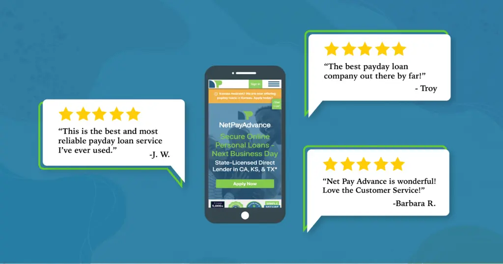 5-star reviews of Net Pay Advance on mobile