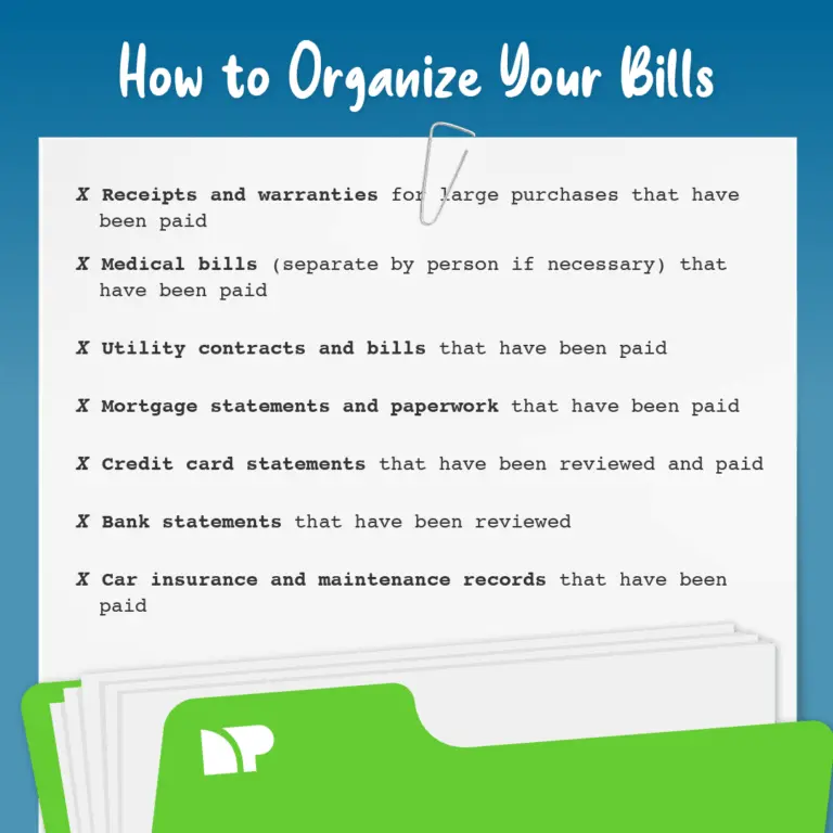 graphic on how to organize your bills