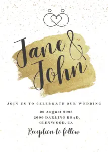 Editable free wedding invitation template with gold accents