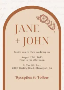 Wedding invitation template with rustic details