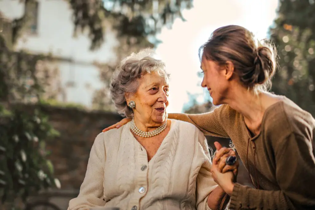 image of adult woman and senior mother