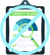 Credit check report with a blue stop symbol over it