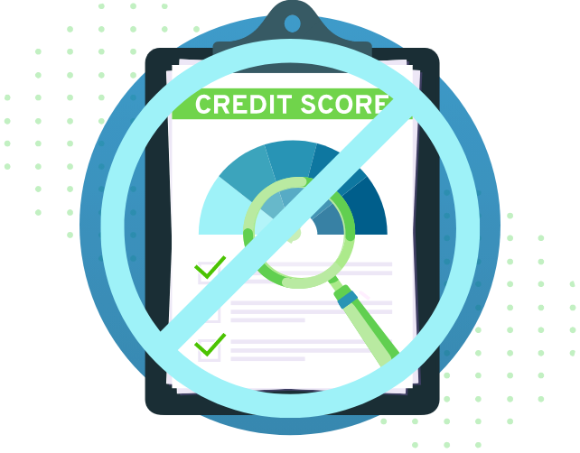 Blue cross circle icon over a credit score on a clip board