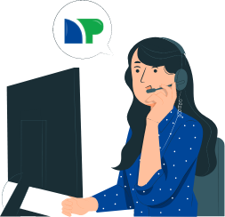 Customer service agent wearing green shirt talking on headset