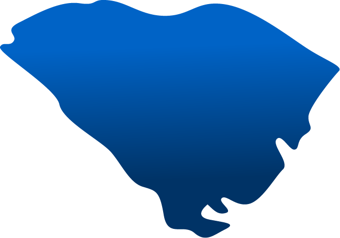 Shape of South Carolina colored blue