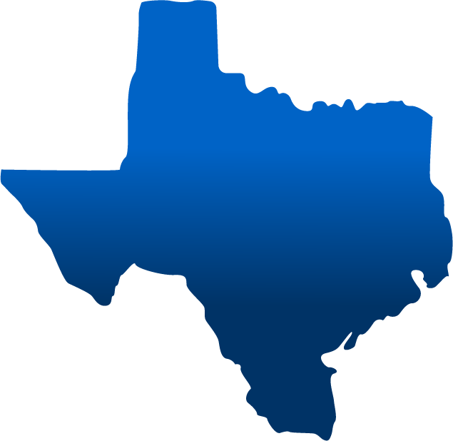 Shape of Texas colored blue