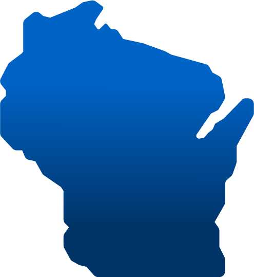 Shape of Wisconsin colored blue